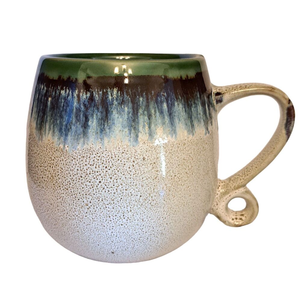 Meritage Oversized Coffee Mug 18oz Brown Blue Ombre Reactive Glaze